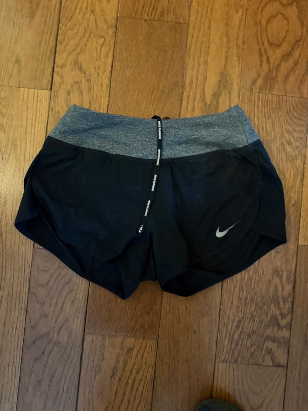 Nike Women's Black Athletic Shorts with Gray Waistband